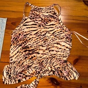 Leopard Print Wrap Top size M